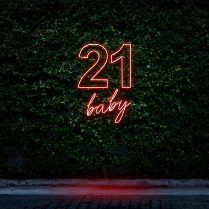 "21 BABY" BIRTHDAY NEON SIGN - Neon Brothers - #tag1# - #tag2# - #tag3# - #tag4# - "21 BABY" BIRTHDAY NEON SIGN