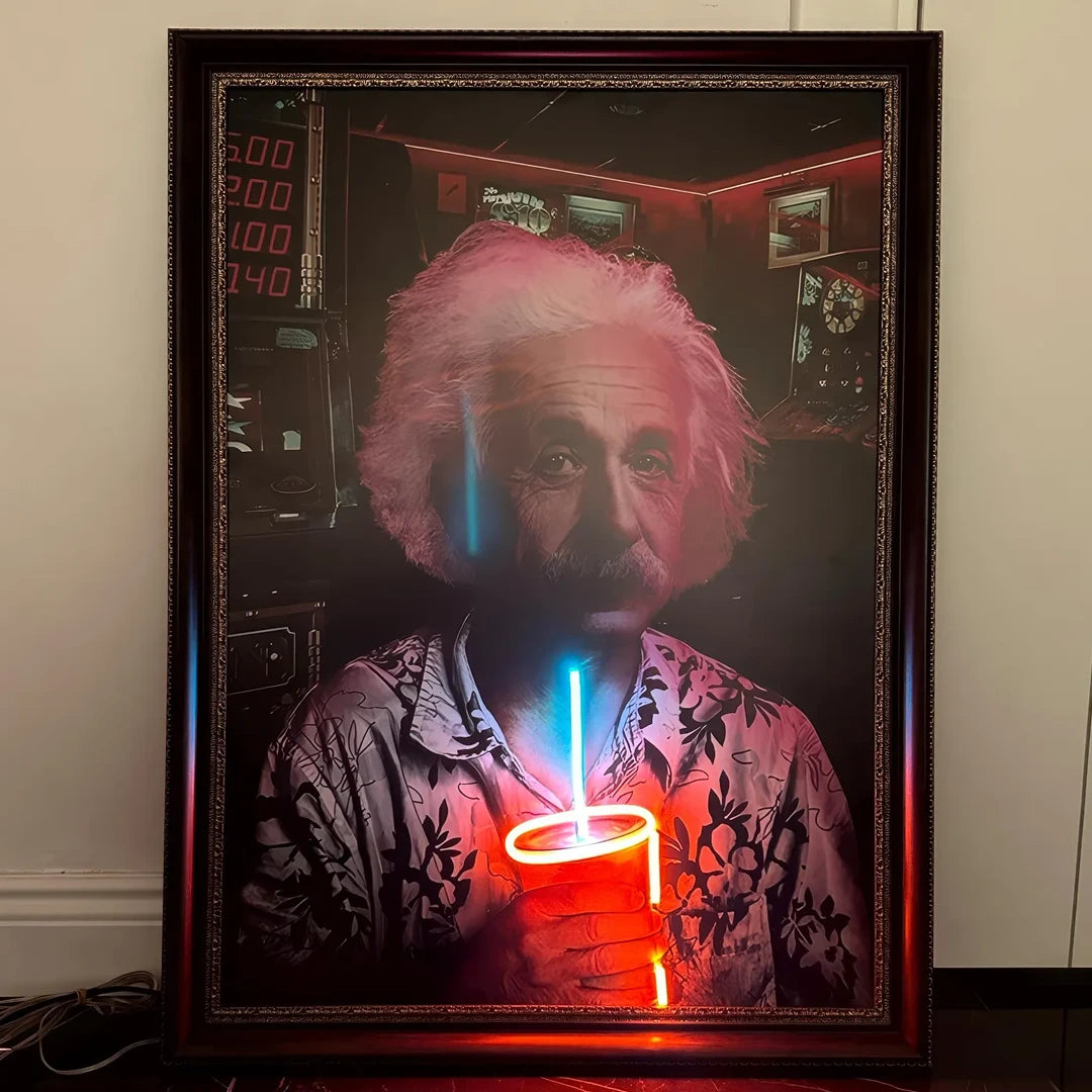 Albert Einstein Neon Painting – A Brilliant Fusion of Art & Light