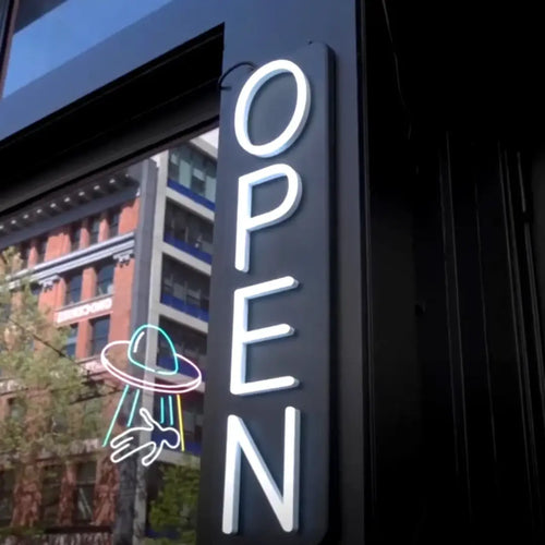 OPEN Neon Sign – Vertical LED Light for Shops, Cafés & Restaurants