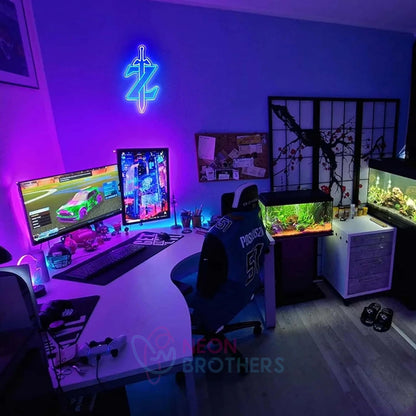 Zelda Neon Sign | Sword Z LED Light for Gaming Room Decor | Silicone & Acrylic Neon Wall Art