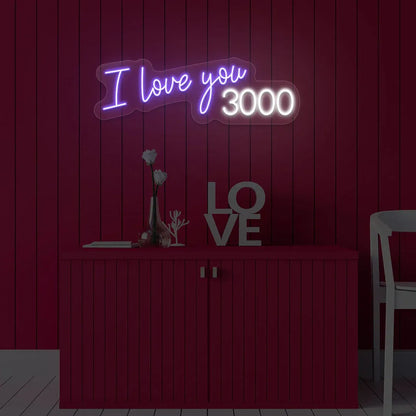 I Love You 3000" Neon Sign – LED Light for Valentine's Day, Romantic Home Décor, Neon Sign for Bedroom, Living Room, Gift for Loved Ones