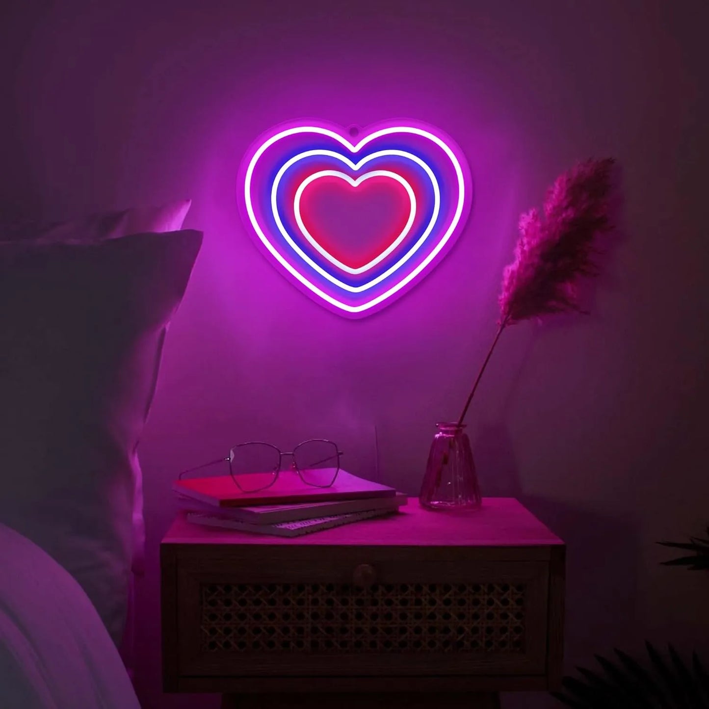 Heart Neon Sign for Wall Decor – LED Hand Heart Light for Valentine’s Day, Weddings, & Parties