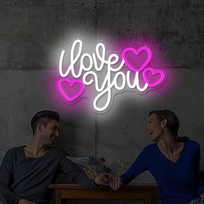 Love You Neon Heart Sign – LED Love Light for Valentine's Day & Romantic Décor