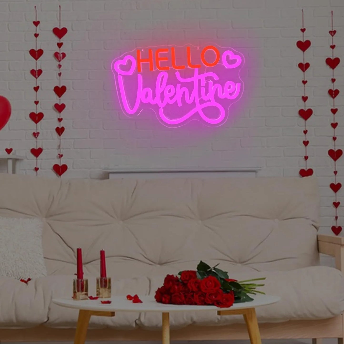 Hello Valentine Neon Sign – LED Heart-Shaped Light for Valentine’s Day Décor & Gifts