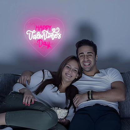 Happy Valentine's Day Neon Sign – LED Light to Create a Romantic Glow & Sweet Atmosphere