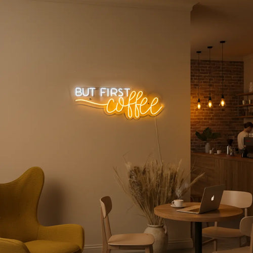 But First Coffee Neon Sign – LED Wall Light for Cafés & Home Décor