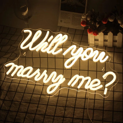 Will You Marry Me Neon Sign – LED Light for Wedding Proposals & Romantic Décor