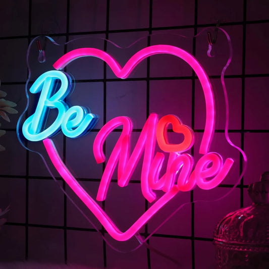 "Be Mine" Valentine's Day Neon Sign – Heart Shaped LED Neon Sign