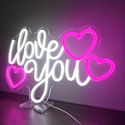 Love You Neon Heart Sign – LED Love Light for Valentine's Day & Romantic Décor