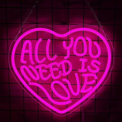 All You Need Is Love Neon Sign – Valentine's Day LED Light for Wall Decor