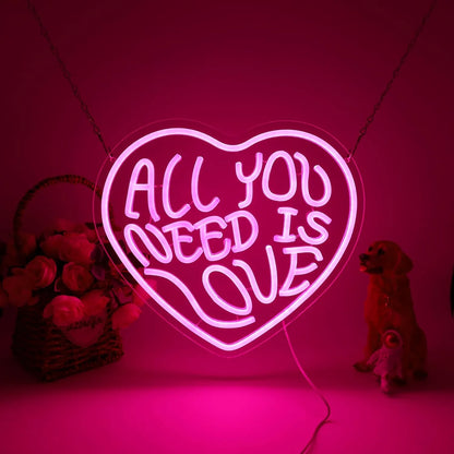 All You Need Is Love Neon Sign – Valentine's Day LED Light for Wall Decor