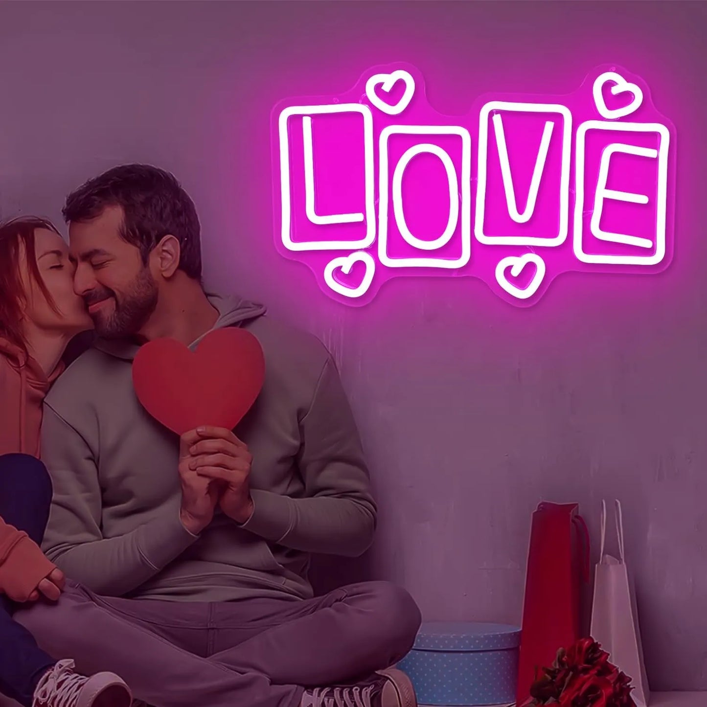 Love Neon Sign – Valentine's Day LED Light for Wall & Home Décor