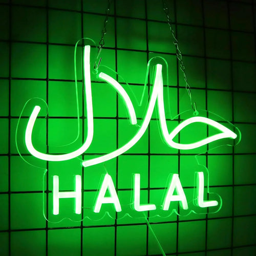 Halal Neon Sign - LED Light for Halal Food Restaurants & Stores