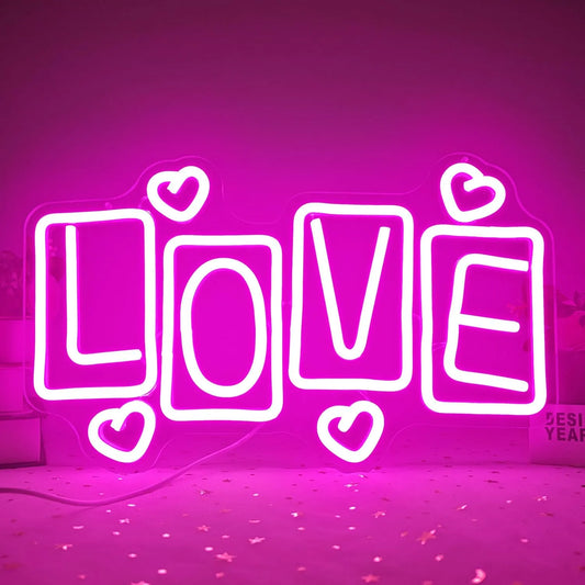 Love Neon Sign – Valentine's Day LED Light for Wall & Home Décor