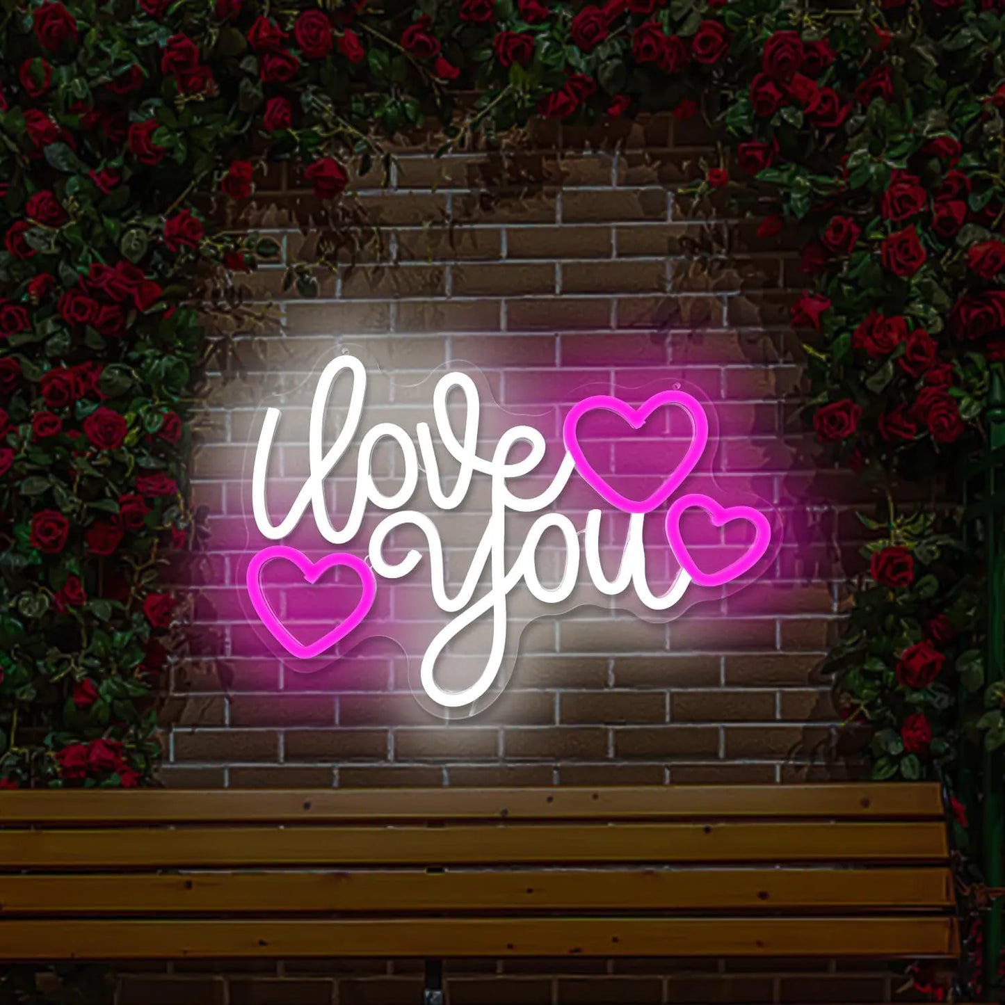 Love You Neon Heart Sign – LED Love Light for Valentine's Day & Romantic Décor