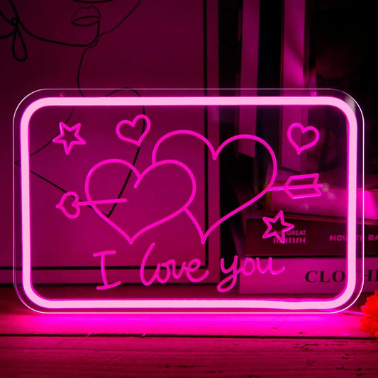 I Love You Neon Sign – Dimmable LED Heart Light for Valentine’s Day & Romantic Décor