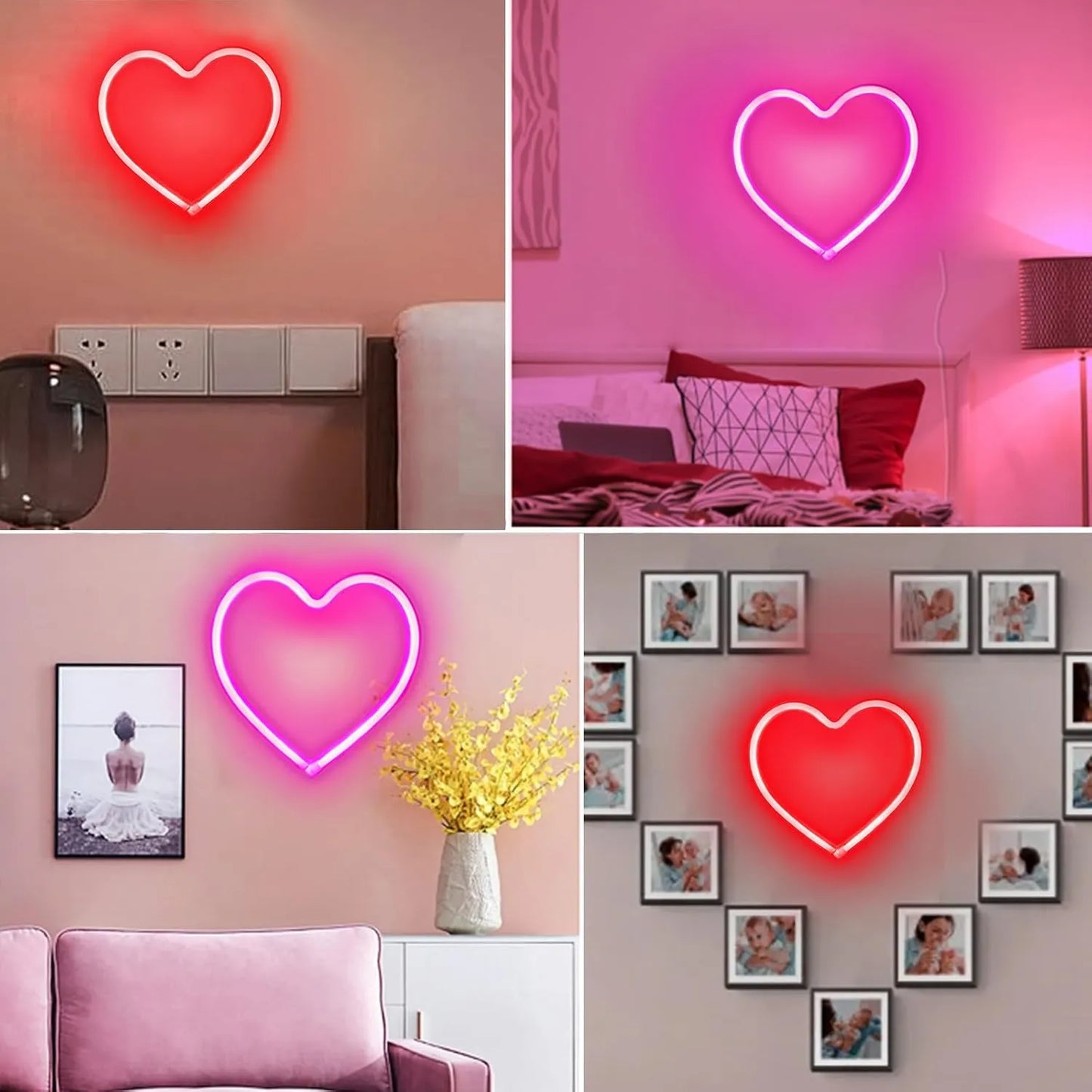 Heart Neon Sign – Red LED Light for Valentine's Day, Weddings, & Home Décor