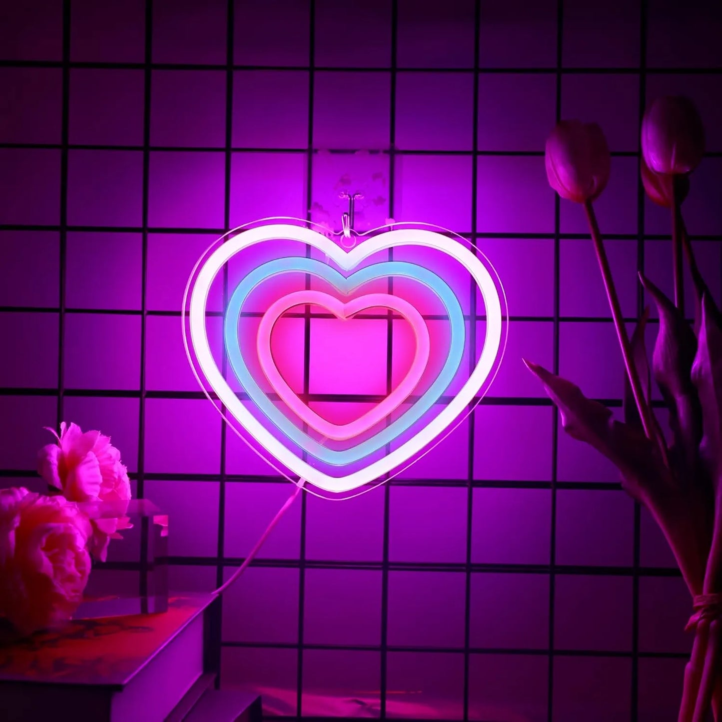 Heart Neon Sign for Wall Decor – LED Hand Heart Light for Valentine’s Day, Weddings, & Parties