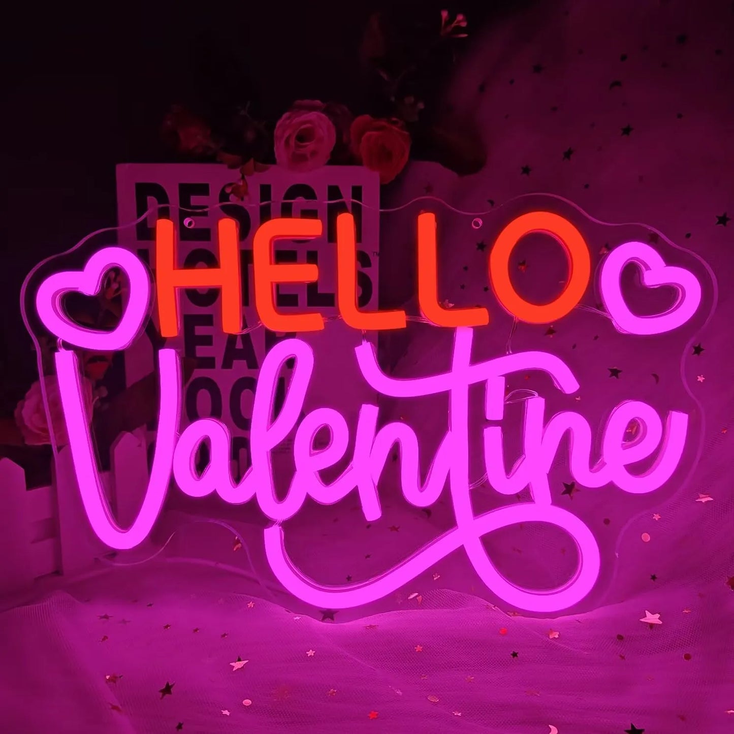 Hello Valentine Neon Sign – LED Heart-Shaped Light for Valentine’s Day Décor & Gifts