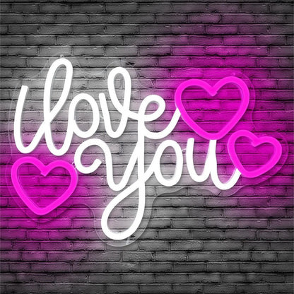 Love You Neon Heart Sign – LED Love Light for Valentine's Day & Romantic Décor