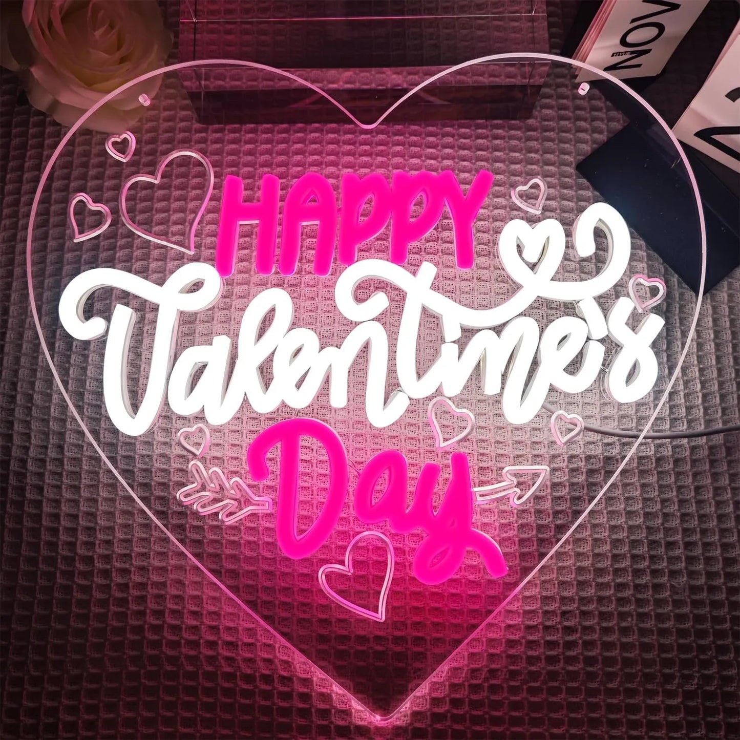 Happy Valentine's Day Neon Sign – LED Light to Create a Romantic Glow & Sweet Atmosphere