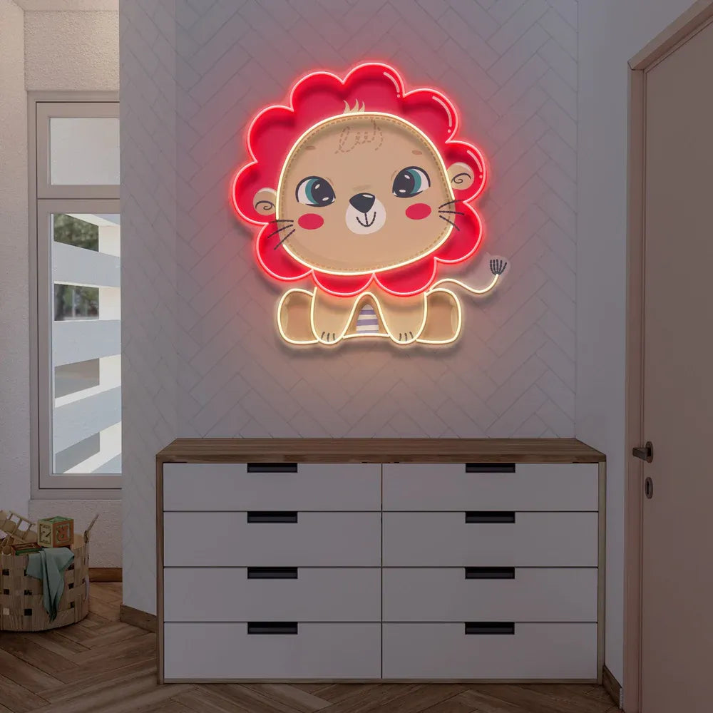 Cute Baby Lion Neon Sign – A Roaringly Adorable Glow for Kids' Rooms