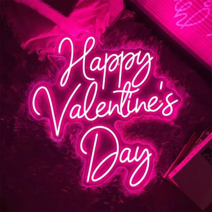 Happy Valentine's Neon Sign – LED Light for Wall Décor & Special Occasions