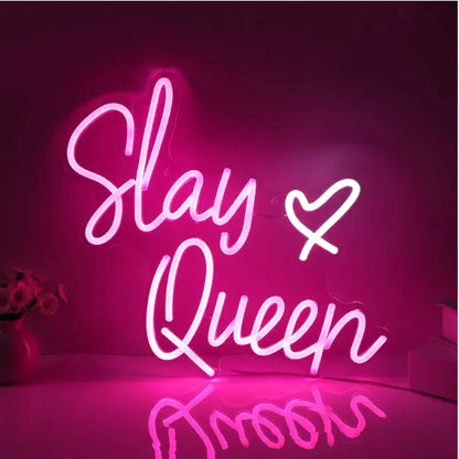 Slay Queen LED Neon Sign - Light Up Signs For Wall Decor