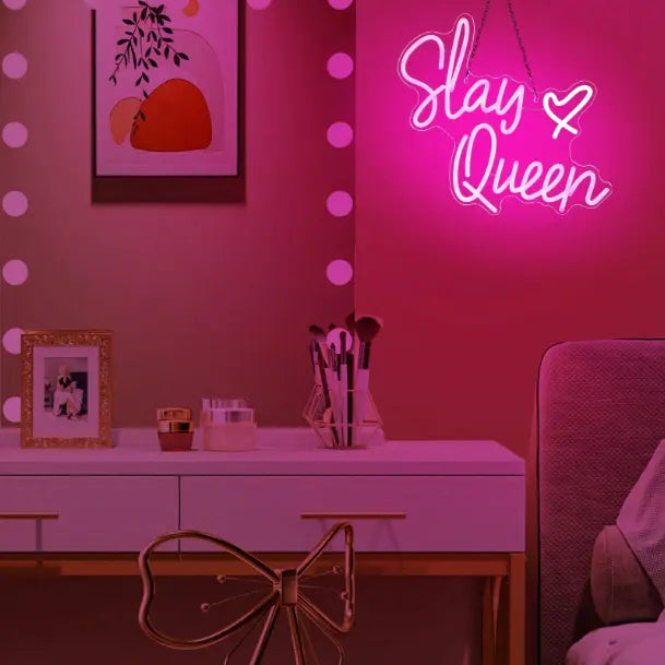 Slay Queen LED Neon Sign - Light Up Signs For Wall Decor