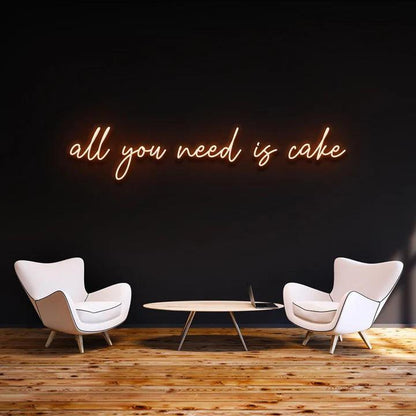 ''All you need is cake'' - LED Neon Sign-Neonsigns-45 x 90 cm-Orange-No thanks-Neon Brothers