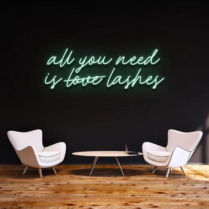 ''All you need is lashes'' - LED Neon Sign-Neonsigns-45 x 90 cm-Teal-Neon Brothers