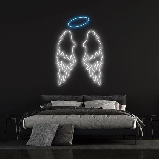 "ANGEL WINGS" MULTICOLOUR NEON SIGN-Neonsigns-45 x 90 cm-Ice Blue-Cut to Shape-Neon Brothers