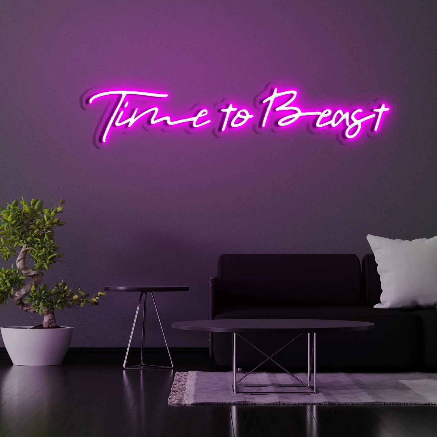 Time to Beast Neon Sign | Motivational LED Light for Gym, Fitness Room, or Bedroom