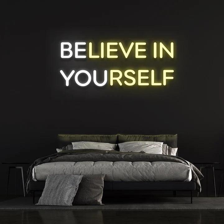 BELIEVE IN YOURSELF NEON SIGN (BE YOU)-Neonsigns-Yellow-45 x 90 cm-Neon Brothers