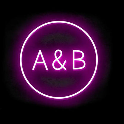 CIRCLE CUSTOM INITIALS SIGN | WEDDING NEON SIGN-Neonsigns-45 x 90 cm-Pink-Neon Brothers