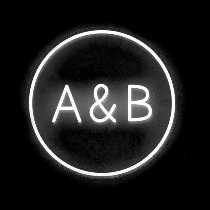 CIRCLE CUSTOM INITIALS SIGN | WEDDING NEON SIGN-Neonsigns-45 x 90 cm-White-Neon Brothers