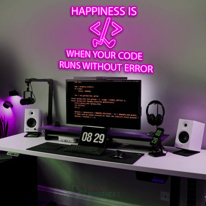 Buy Programmer Neon Sign "Happiness Is When Your Code Runs Without Error" LED Light