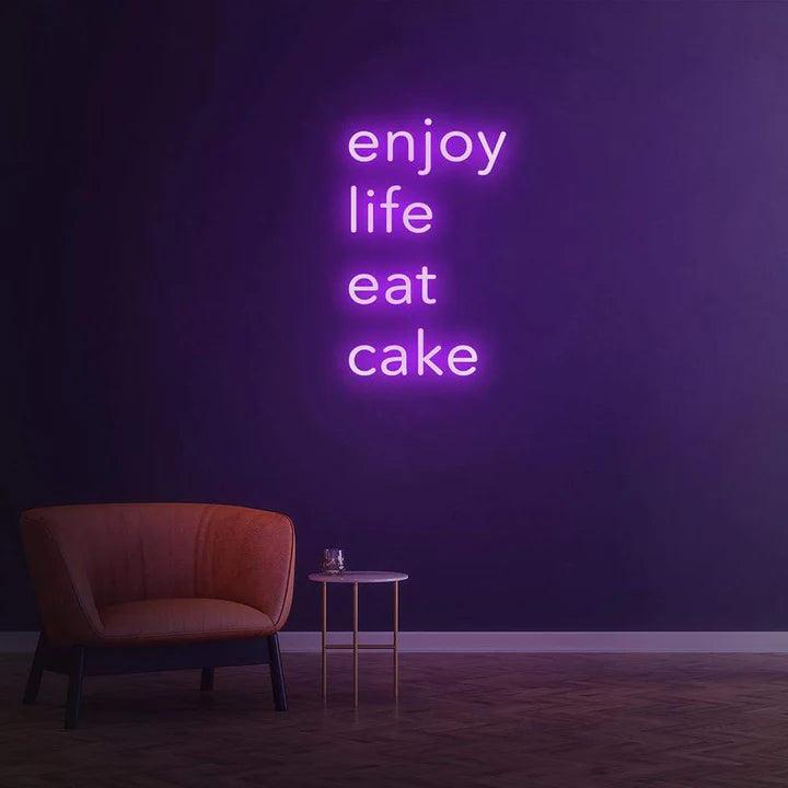 ENJOY LIFE EAT CAKE - LED NEON SIGN-Neonsigns-45 x 90 cm-Purple-Neon Brothers