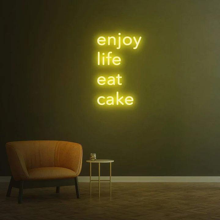 ENJOY LIFE EAT CAKE - LED NEON SIGN-Neonsigns-45 x 90 cm-Yellow-Neon Brothers