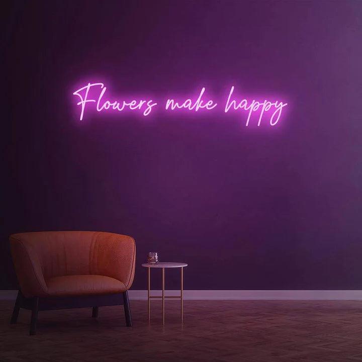 FLOWERS MAKE HAPPY - LED NEON SIGN-Neonsigns-45 x 90 cm-Pink-Neon Brothers