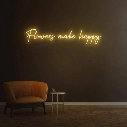 FLOWERS MAKE HAPPY - LED NEON SIGN-Neonsigns-45 x 90 cm-Warm White-Neon Brothers