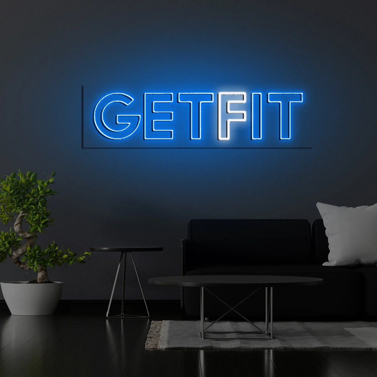 Get Fit Neon Sign | Motivational LED Light for Gym, Fitness Room, Office, or Bedroom Decor