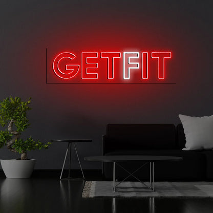 Get Fit Neon Sign | Motivational LED Light for Gym, Fitness Room, Office, or Bedroom Decor