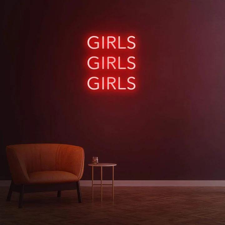 GIRLS GIRLS GIRLS - LED NEON SIGN-Neonsigns-45 x 105 cm-Red-Neon Brothers