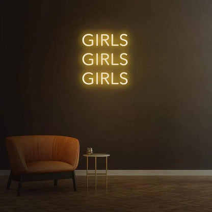 GIRLS GIRLS GIRLS - LED NEON SIGN-Neonsigns-45 x 105 cm-Warm White-Neon Brothers