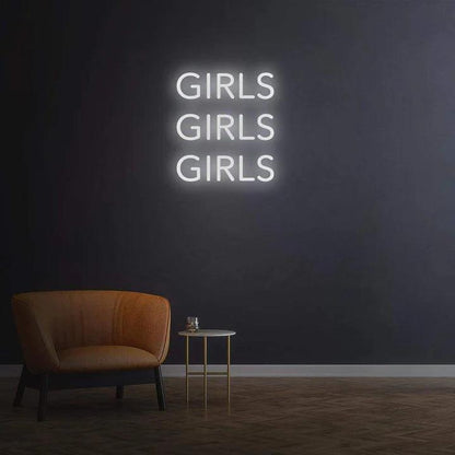 GIRLS GIRLS GIRLS - LED NEON SIGN-Neonsigns-45 x 105 cm-White-Neon Brothers