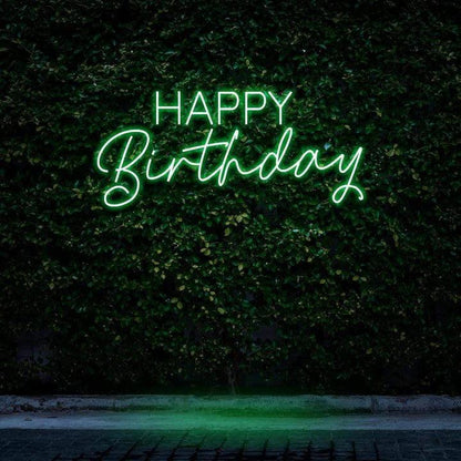 "HAPPY BIRTHDAY" NEON SIGN-Neonsigns-Green-45 x 90 cm-Cut to Shape-Neon Brothers