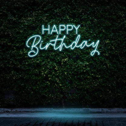 "HAPPY BIRTHDAY" NEON SIGN-Neonsigns-Ice Blue-45 x 90 cm-Cut to Shape-Neon Brothers