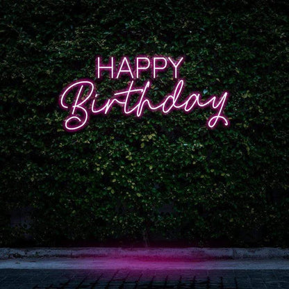 "HAPPY BIRTHDAY" NEON SIGN-Neonsigns-Pink-45 x 90 cm-Cut to Shape-Neon Brothers