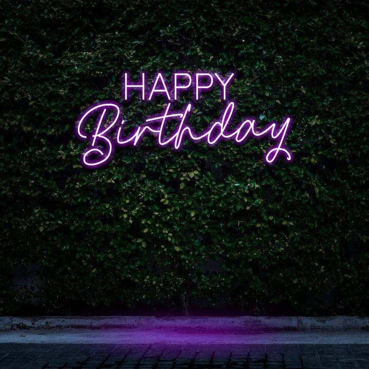 "HAPPY BIRTHDAY" NEON SIGN-Neonsigns-Purple-45 x 90 cm-Cut to Shape-Neon Brothers